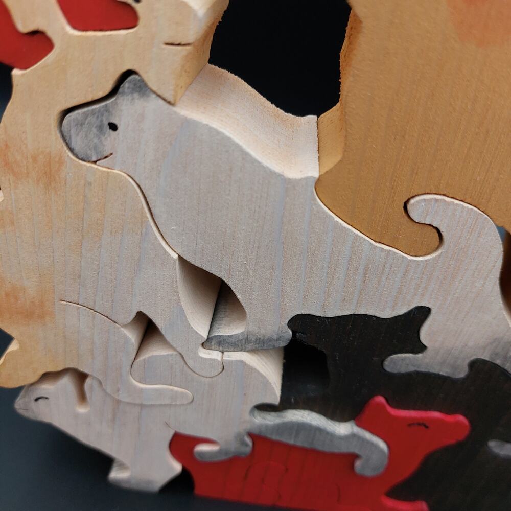 Handmade Wooden Cat Puzzle Interlocking Stacking Toy Cat Lover Gift Artisan Wood